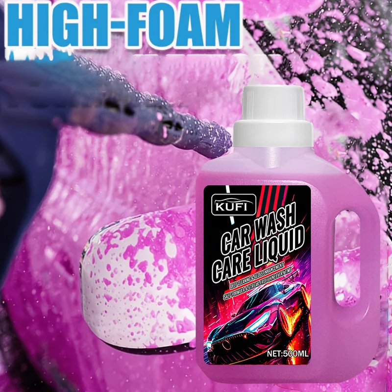 500ml Pink Foam Car Wash Shampoo, High‑Foam Concentrated Wax, Protects Paint for Mirror Finish, for Foam Gun & Bucket Washing