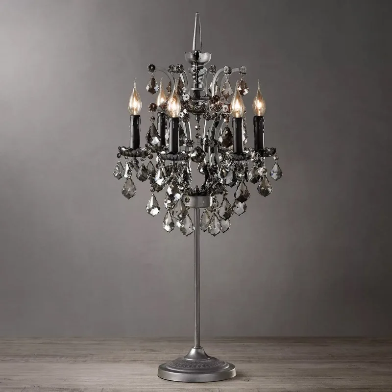 American Countryside Crystal Floor Lamps Coffee Table Living Room and Study Home Decor Atmosphere Table Light Retro White Candle
