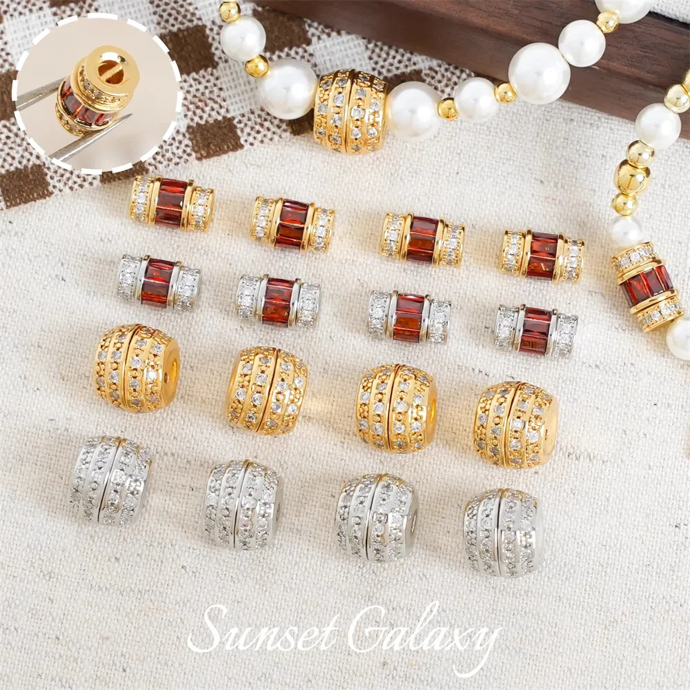 

18-каратное позолоченное цветное циркониевое винтовое застежка, жемчужная застежка, отделка застежки, ручная работа, браслет из бисера «сделай сам», ожерелье, аксессуар, материал