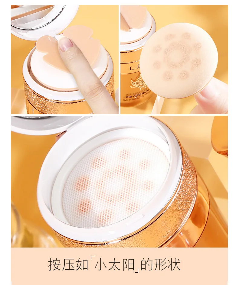 Air Cushion BB Cream Butterfly Puff Moisturizing Foundation Concealer Brighten Whitening Oil-control Waterproof Makeup Cosmetics