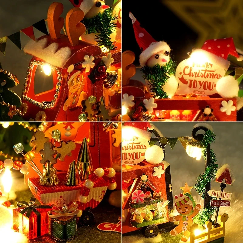 Christmas Gift Diy Dollhouse  miniatures Tiny Houses Doll House miniaturas Home Toys Birthday Gifts Scene of the Magic Detecti