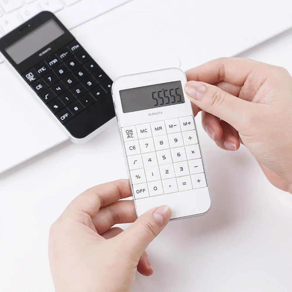 Portable Mini Promotional Pocket Office Display White Black Digit Calculator Electronic