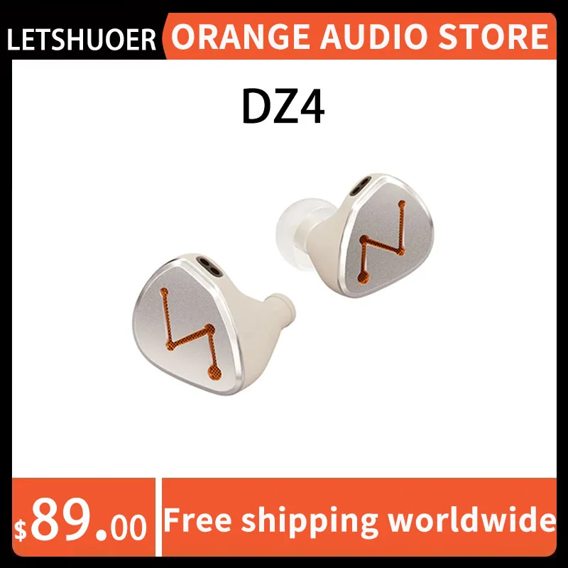 

LETSHUOER DZ4 3D Printed HIFI Headset 3DD+1PR Earbud Music Gaming Monitoring Earphone With 216 Cores Silver Plated Copper Cable