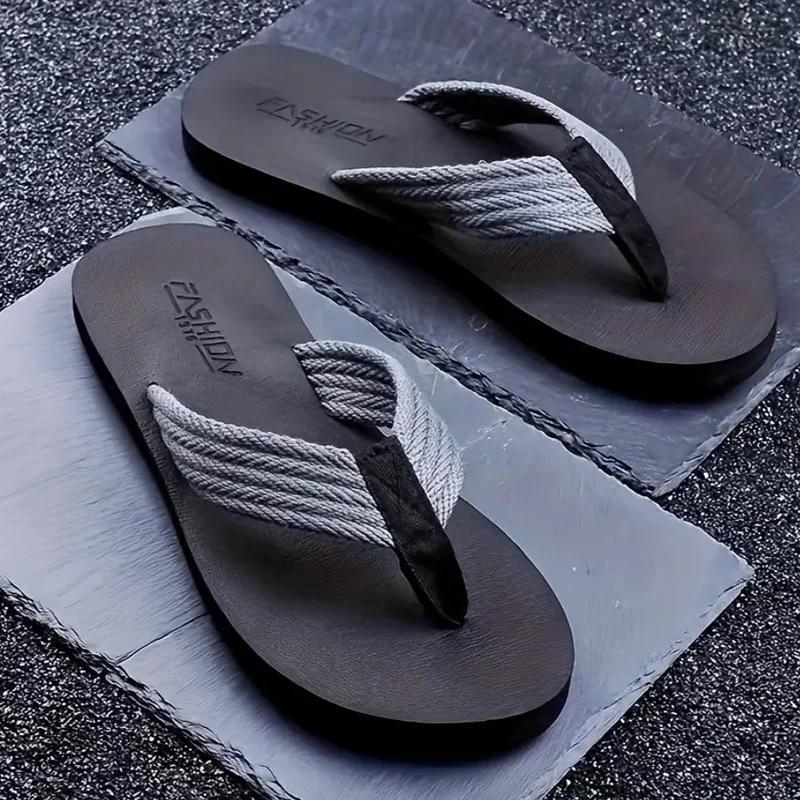 Spring and Summer Men's Casual Thong Sandals - Fabric Uppers with Non-Slip Sole, Comfortable Flip-flops for Indoor and Outdoor