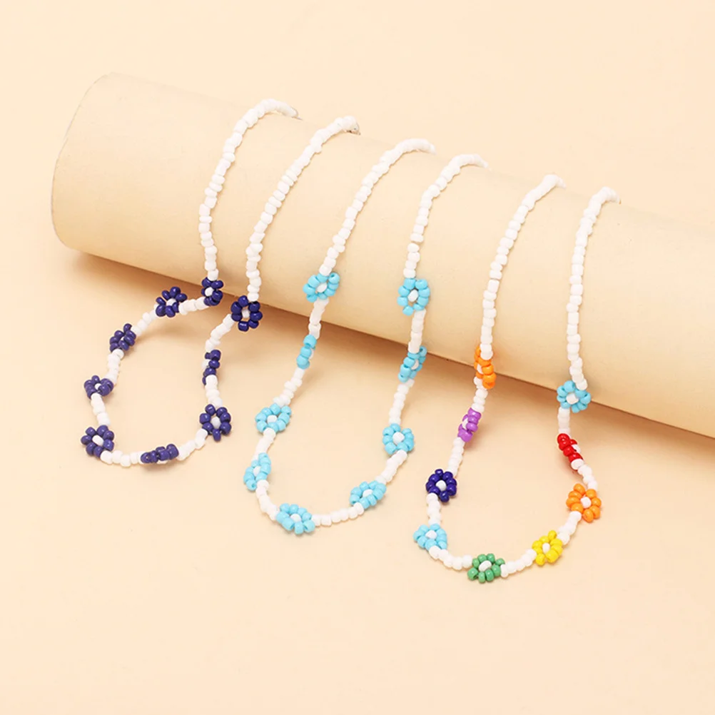 

Flower Beaded Necklace Creative Stylish Neck Chain for Women Girls Clavicle Chain Beaded Neck Jewelry Accessory