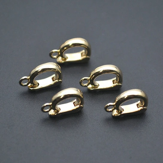 

30pcs Jewelry Accessories 14k Gold Color Smooth Metal Brass Hook Pendant Bails Pinch Clips Jewelry Findings