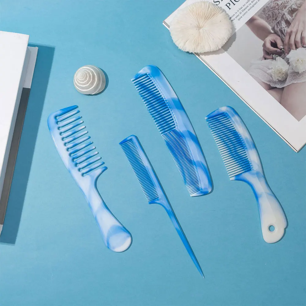 Hair Comb Set Of 4 Pcs Pointed Tail Double Sided Comb Smooth Hair Wide Grooved Household Four Set Comb