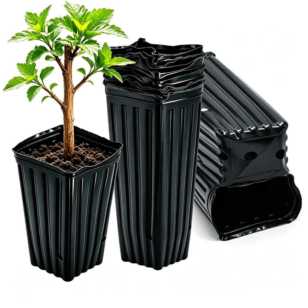 PE Square Nursery Breathable Pot Plastic Tall Plant Nursery Grow Bags for Garden Orchard Tree Plants Growth Cultivate Container