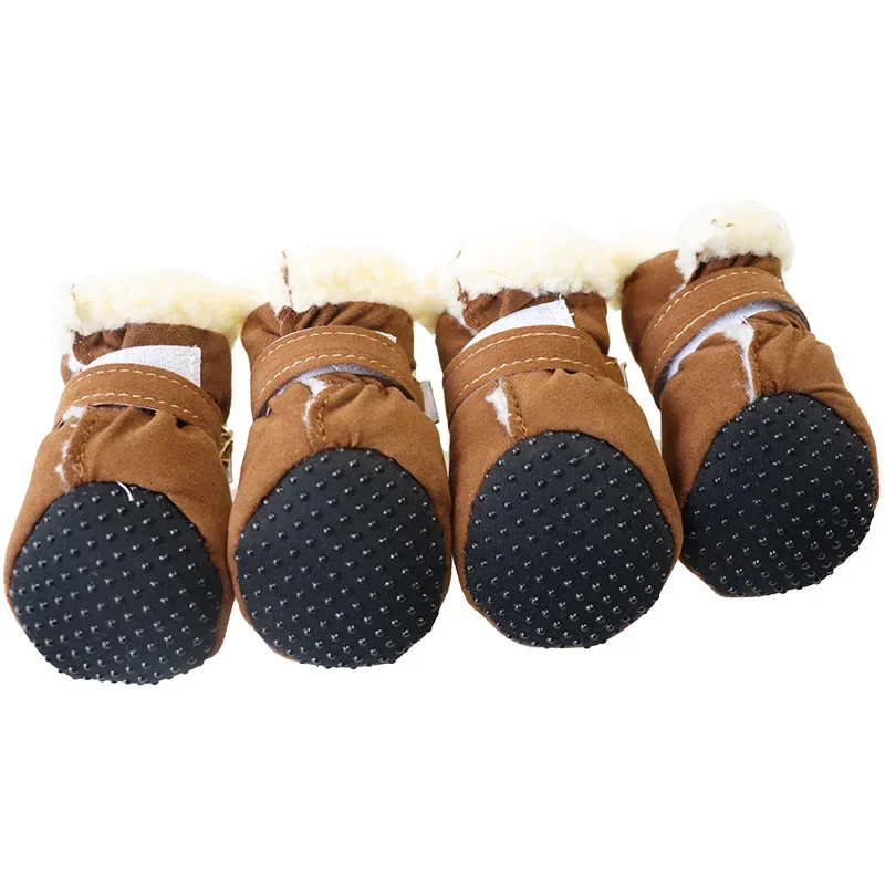 4 Stück/Set Outdoor-Hundeschuhe für den Winter, warme, dicke Schneestiefel für kleine Hunde, rutschfest, für Yorkshire Terrier, Malteser, Haustier-Fußbekleidung – Detail 5