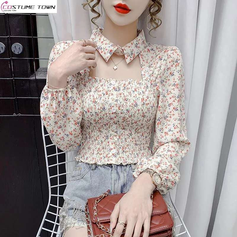 

2024 Spring/Summer New Fashionable Waist Slimming Hollow Top Temperament Long sleeved Chiffon Shirt for Women