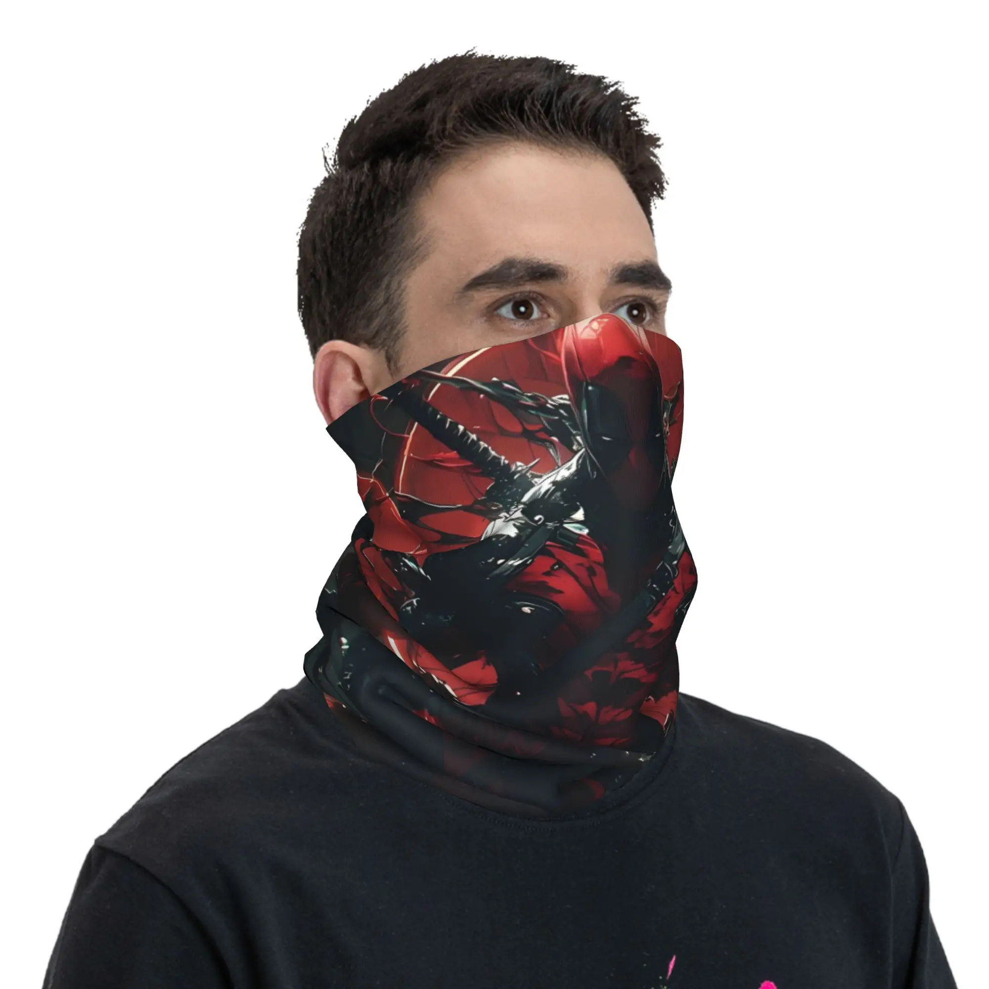 Custom Deadpool Cool Winter Headband Neck Warmer Women Men Ski Camping Tube Scarf Anime Cartoon Face Bandana Gaiter
