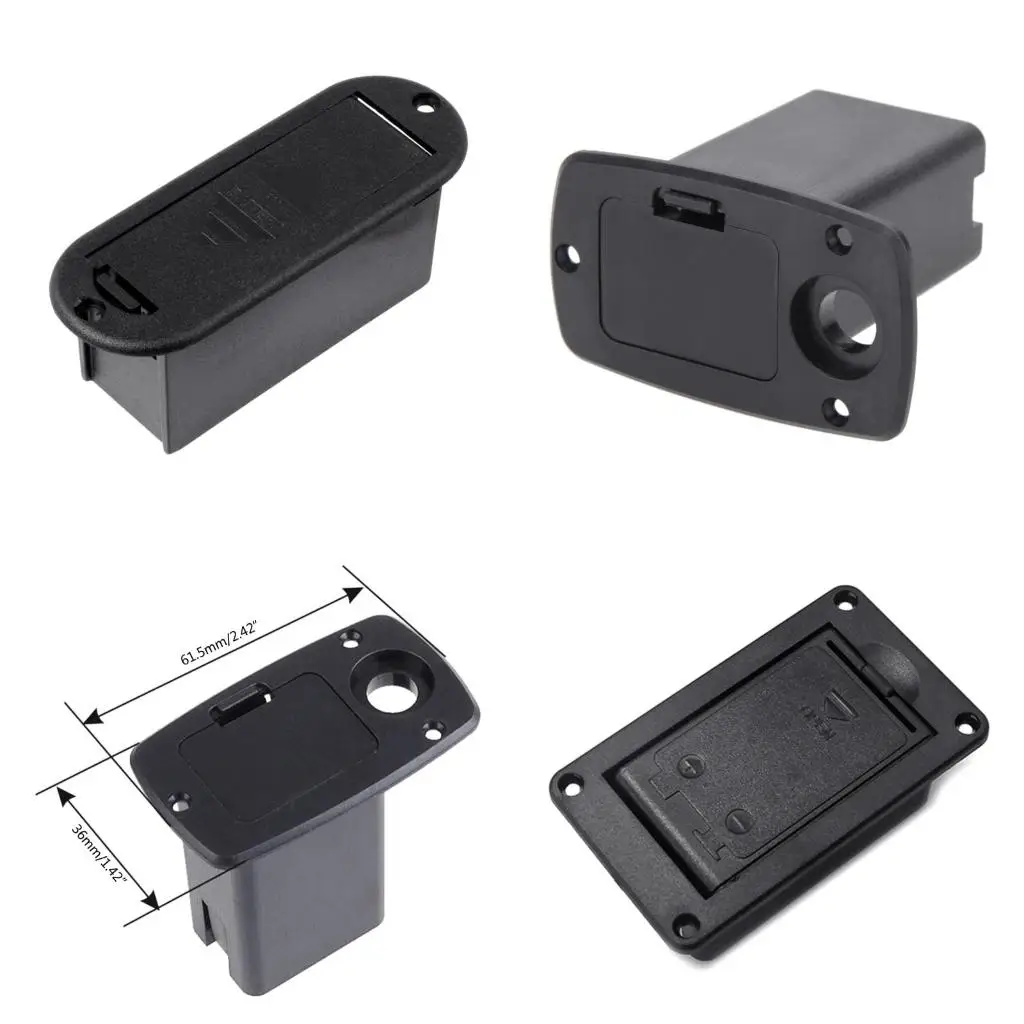 

Q39E 9V Black Plastic Active Bass Guitar Battery Cover Holder Box Easy to Install