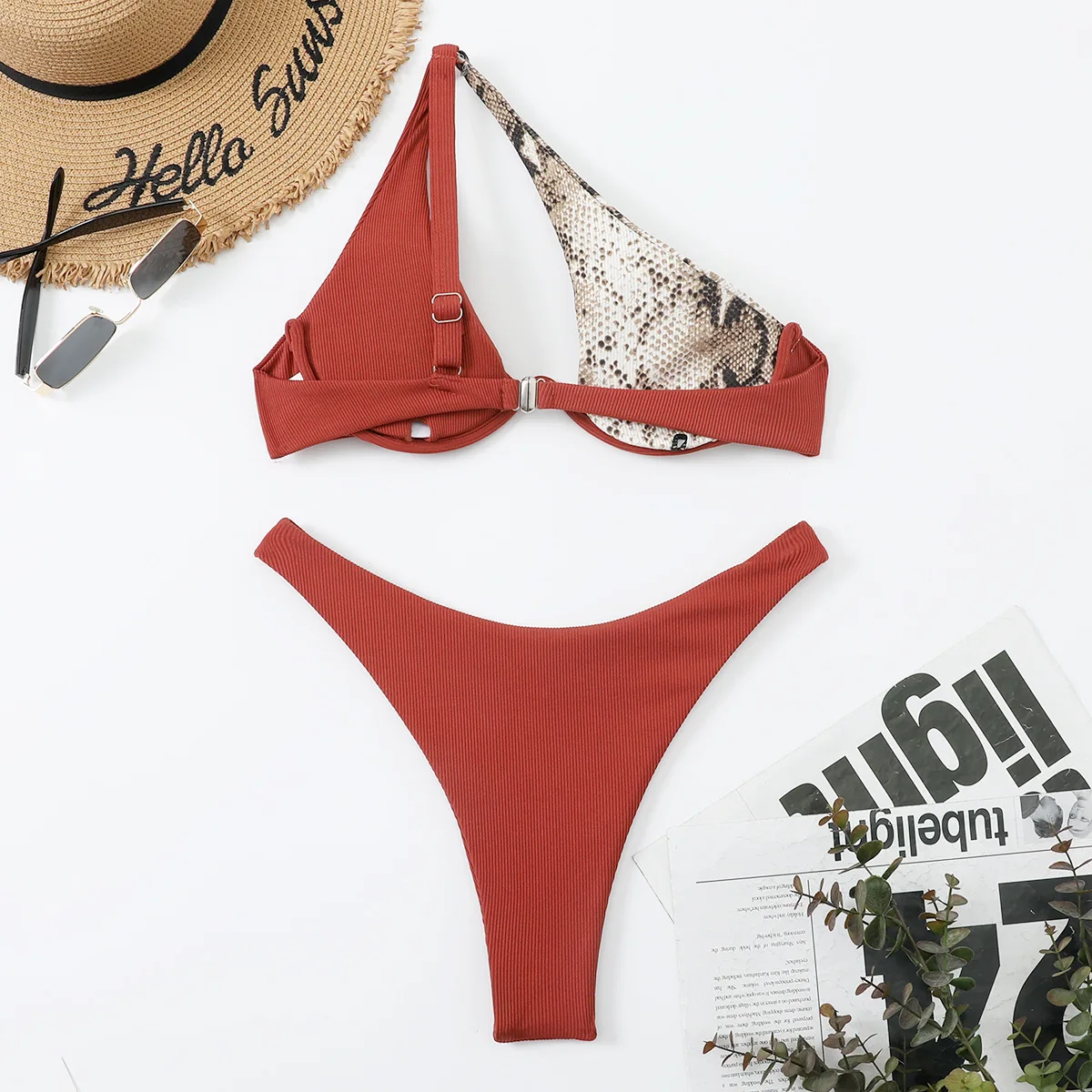 Bikini 2025 Woman High-waist Mini Bikini Separate Push Up Beach Two-piece Swimsuit Holiday One Shoulder Sex Bikini Set Microkini