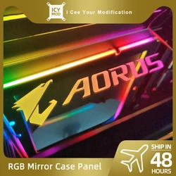 Spiegel MOD RGB Beleuchtung Panel Anpassen PC Fall VGA Backplate Seite Panel PC Schrank A-RGB Bunte AURA SYNC Wasser Kühlung platte