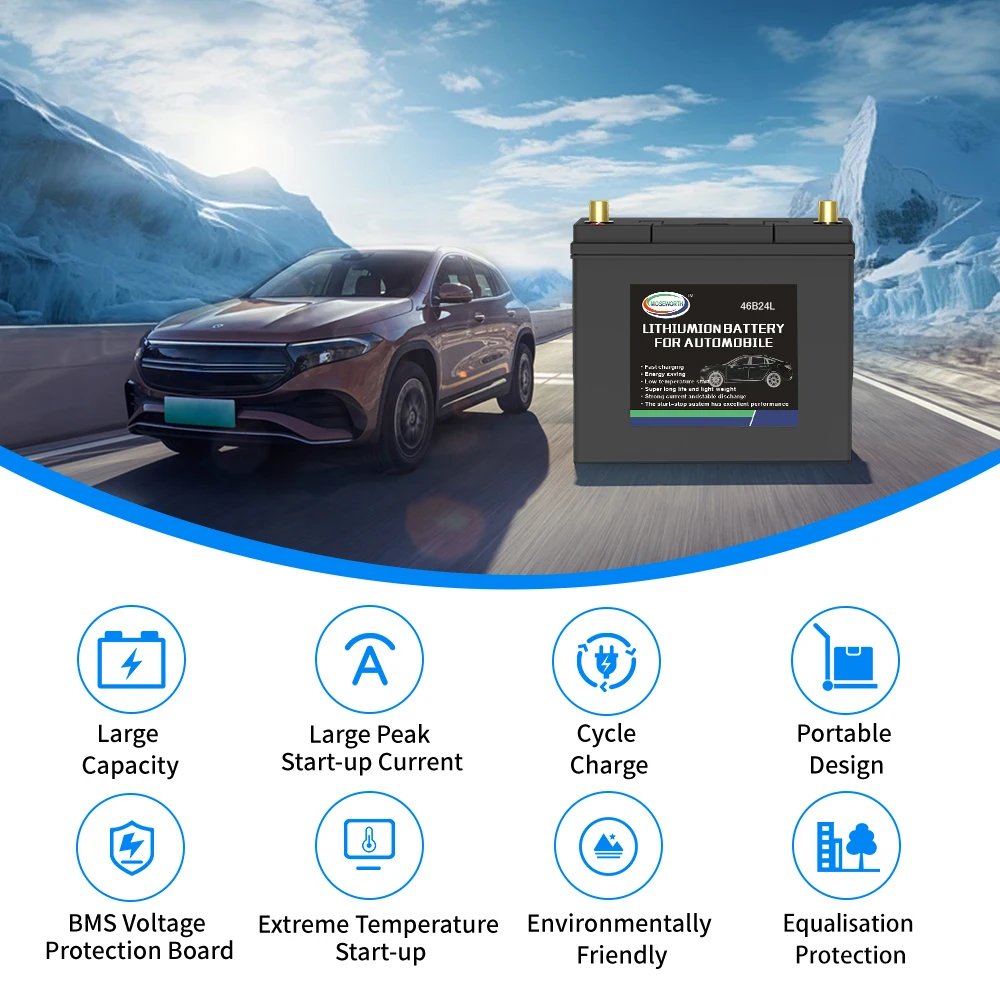 12V LiFePO4 Battery Car 20Ah 40Ah 70Ah 82Ah 100Ah 100Ah 120Ah Lithium Iron Phosphate Starting Battery Built-in BMS Jump Starter