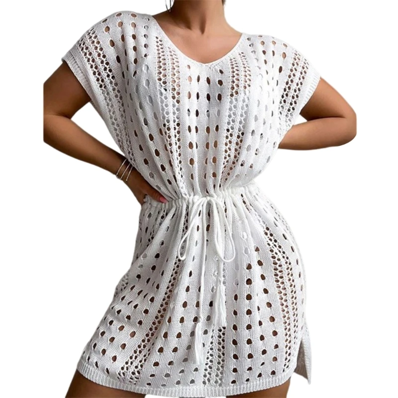 Robe plage en crochet pour femmes, Cover-Up pour maillot bain, Sexy, ajouré, Cover-Up pour les maillots bain