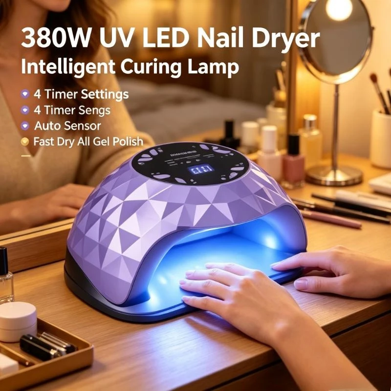 Grade 380W UV LED Nail Dryer Intelligent Curing Lamp 4 Timer Auto Sensor Fast Dry All Gel Polish Professional Manicure Light