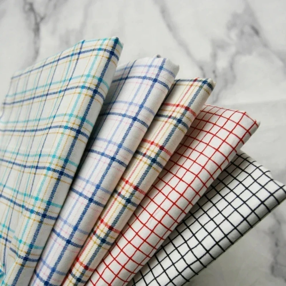 

Twill Plaid Cotton Fabric Dress Shirt Bed Sheet Quilt Cover Cushion Pillow Fashion Sewing Design Wholesale Cloth by the Meter