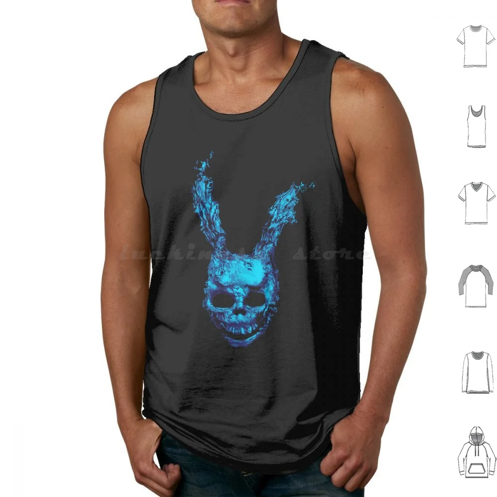 Time Rabbit Tank Tops Vest Sleeveless Geek Retro Fiction Cinema Abstract Blue Time Tarvel Rabbit Frank Donnie Darko Bunny