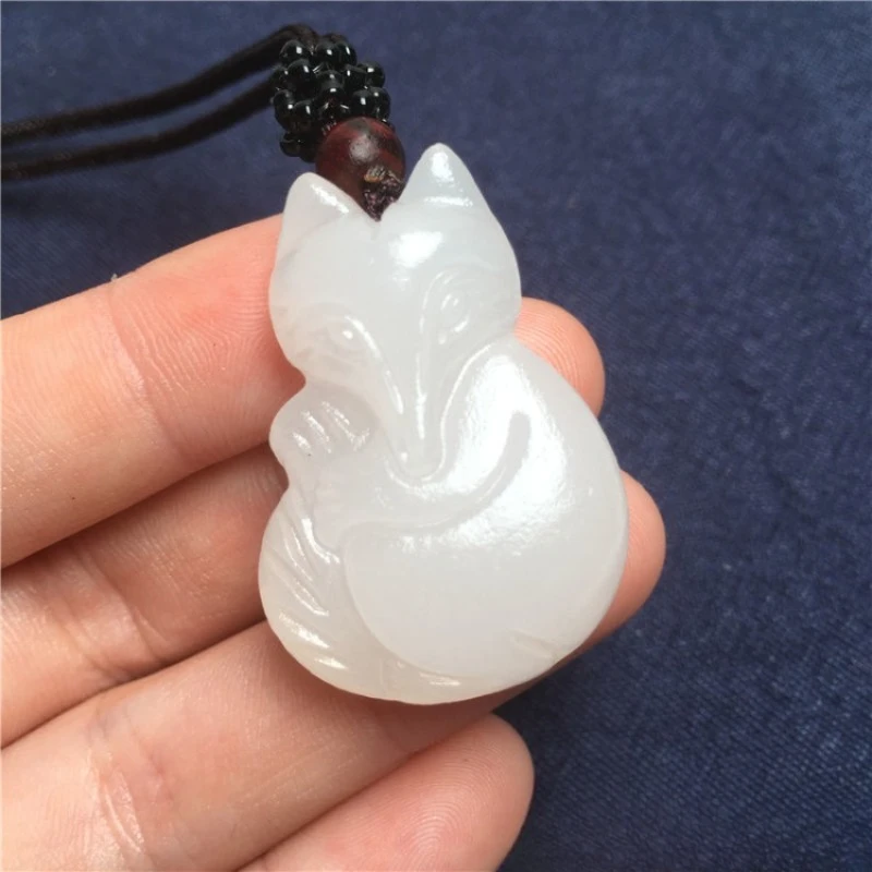 White Jade Fox Pendant Vintage Ethnic Style Men's and Women's Ancient Spirit and Monster