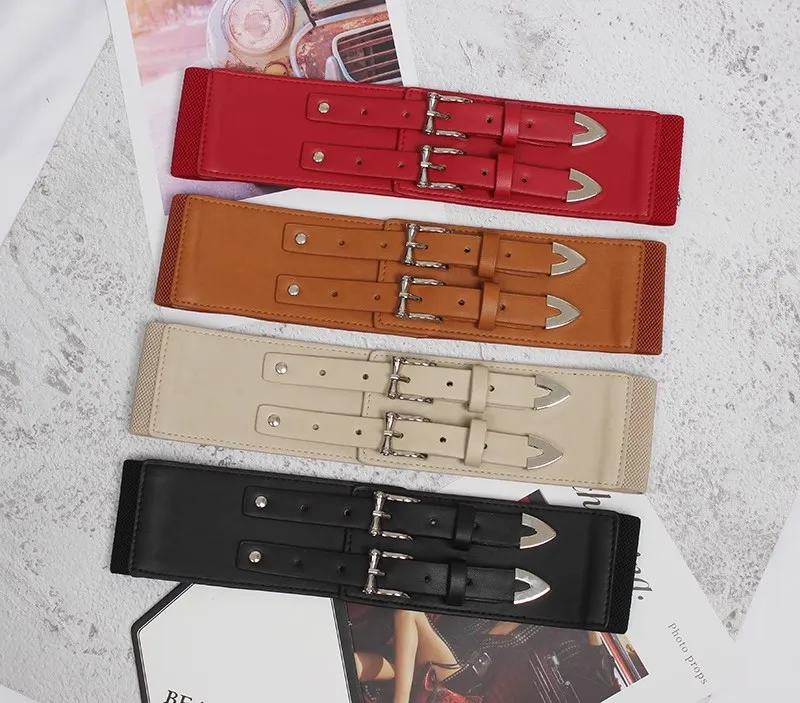 女性のファッション Pu レザー弾性コルセット女性カマーバンドコートウエストバンドドレス装飾ワイドベルト J1559