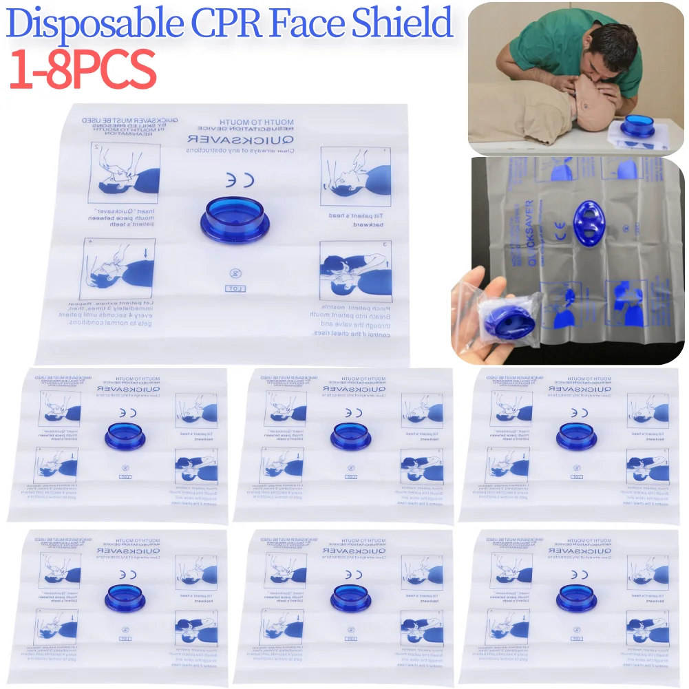 1-8PCS Disposable First Aid Breathing Respirator Artificial Respiration Breathing Mask CPR Resuscitator Mask for CPR Training