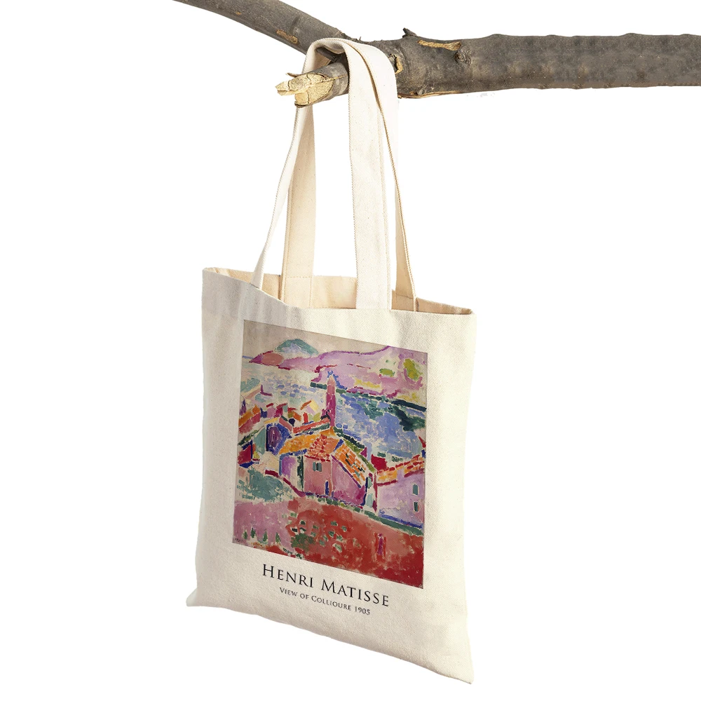 Matisse Paul Klee William Morris Women Shopping Bags Double Print Casual Canvas Shoulder Handbag Vintage Art Child Shopper Bag