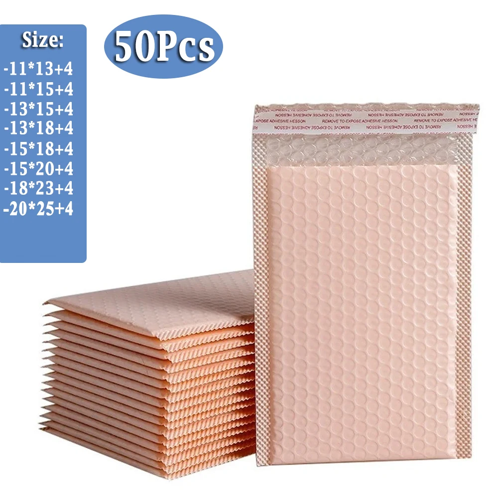 50PCS Pink Bubble Mailers Padded Envelopes Self-Seal Poly Shipping Bags Waterproof Express Shipping Envelope Packaging Bag