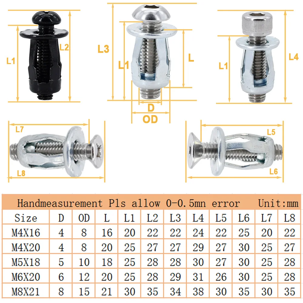 Petal Shape Metal Rivet Nuts Kit M4 M5 M6 M8 Molly Jack Nut Hex Expansion Screw Bolt License Plate Panel Clamp Lock Rivetnut