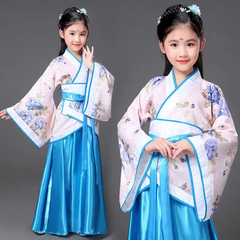 Mulan Dress Up Fasnacht Kostum Hanfu Traditional Chinese Clothing For Girls Kids Tang Dynasty Traditional Floral Princess Dress.