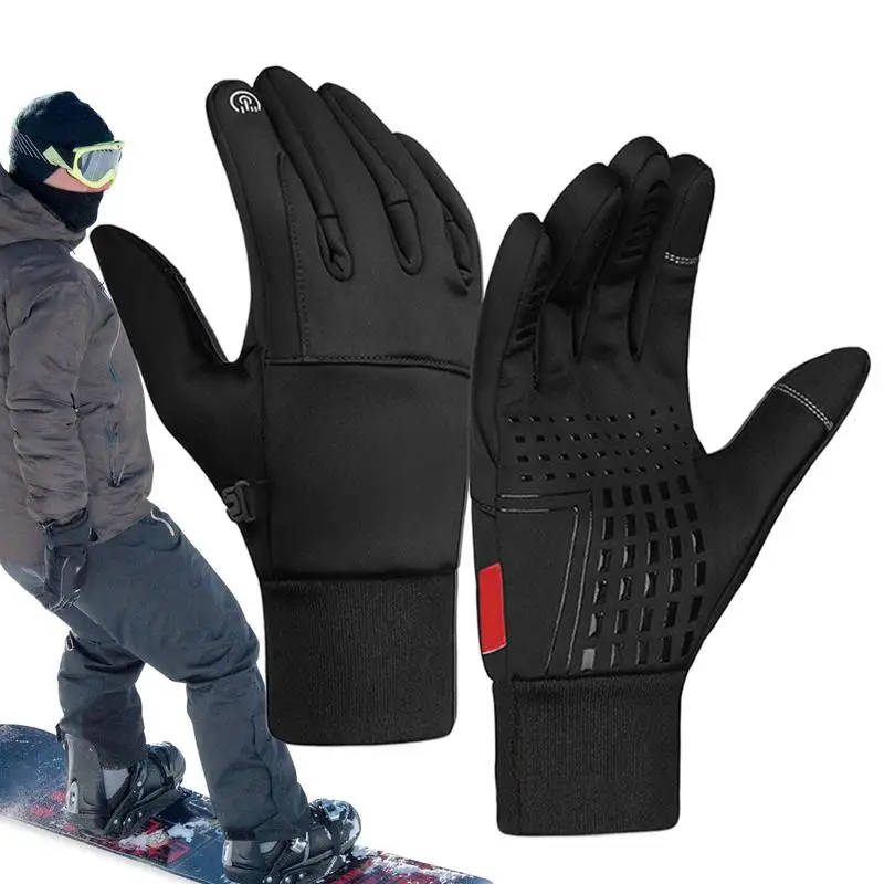 

Winter Warm Full Fingers Waterproof Cycling Outdoor Sports Running Motorcycle Ski Touch Screen Fleece Gloves for Women Men