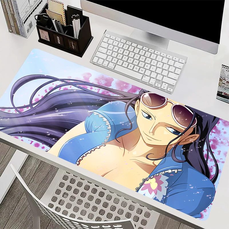 Mousepad portátil mouse pad acessórios de escritório pc teclado almofada de borracha copo macio tapete grande uma peça nico robin tapete de mesa