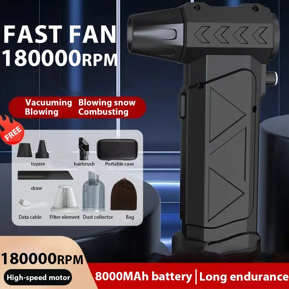

180000RPM Mini Turbo Jet Fan 53m/s Powerful Air Blower Vacuum Dust Cleaner 8000mAh Brushless Motor Strong Winds Turbo Jet Blower
