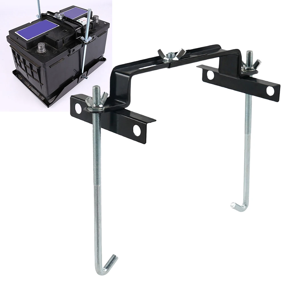 Kit di legatura batteria da 9,1 pollici regolabile per auto, staffa di legatura, supporto di stoccaggio con ganci per auto, SUV, camion, barche