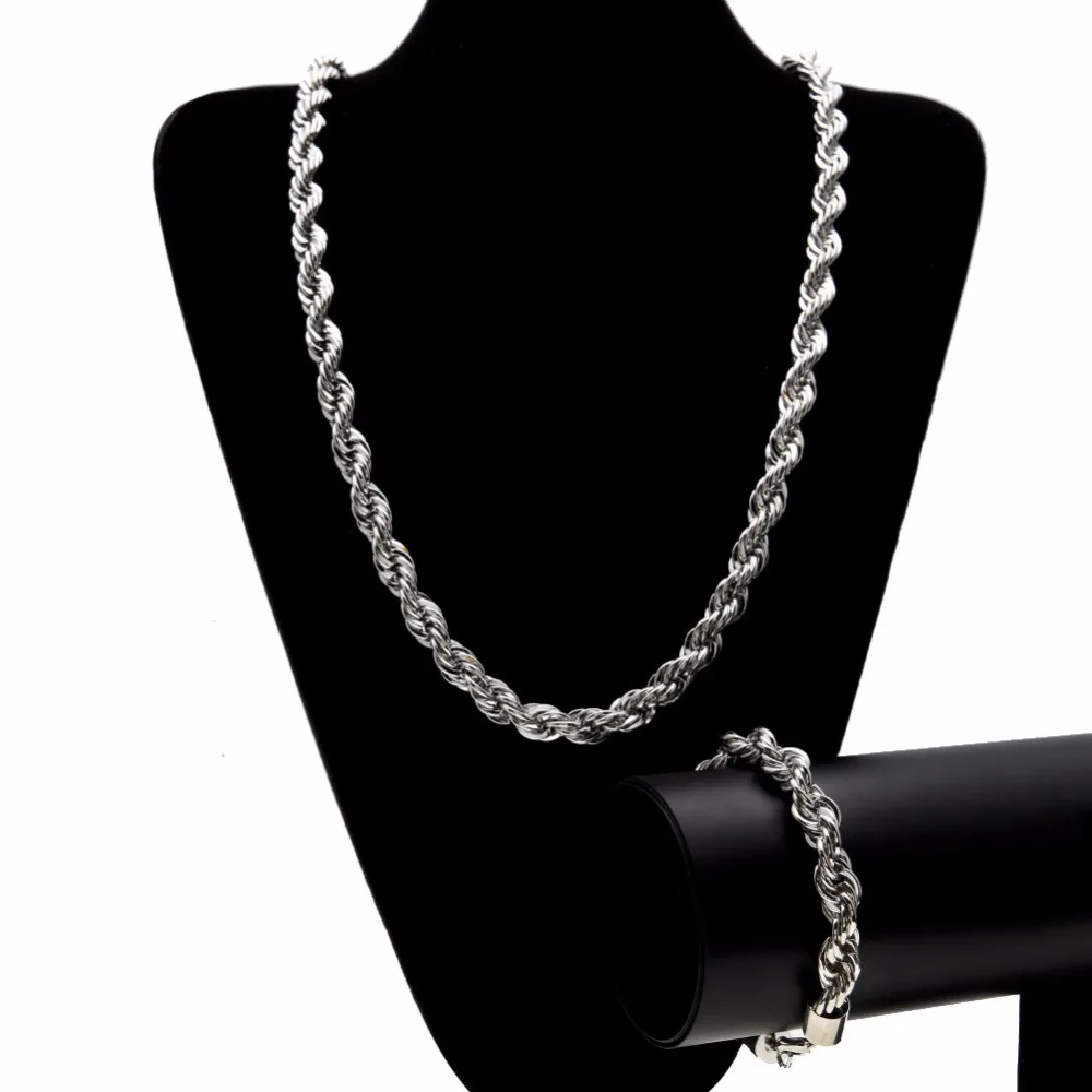 Gold Silver Color 6mm/ 1cm Rope Chain Set For Men And Women Punk Necklace