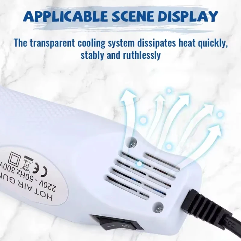 مسدس الحرارة لحام درجة الحرارة مسدس مجفف الشعر الكهربائية مجفف الهواء الساخن مسدس الحرارة لتغليف أنبوب الانكماش عملية DIY 2