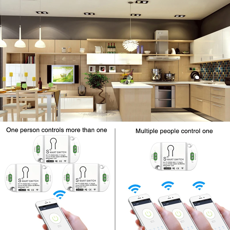 CORUI-Módulo de interruptor inteligente EWeLink, dispositivo con WiFi, Bluetooth, Control remoto de 2,4G, funciona con Alexa, Alice, Google Home,