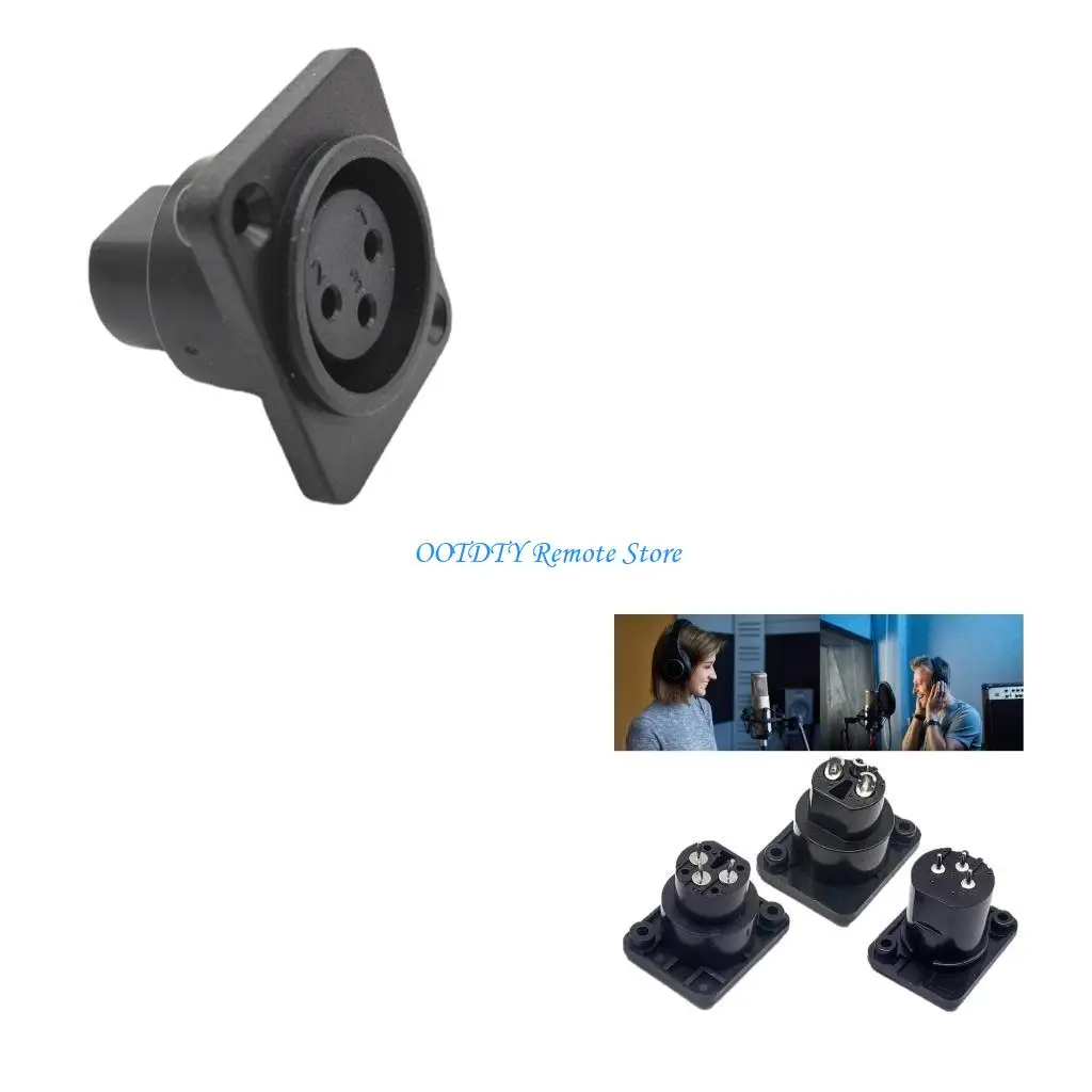 

3Pin XLR Straight Terminal Panel Mount Connector ABS Alloy Auditory Adapter For Studio Live Performances