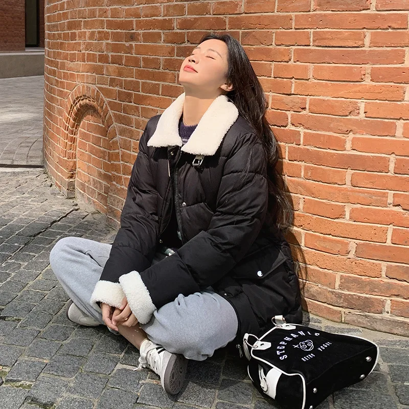 

Fashion Collar Outwear 2025 Winter Down Cotton Coat Women's Warm Cotton Parkas Jacket Women High Collar Cotton Jackets