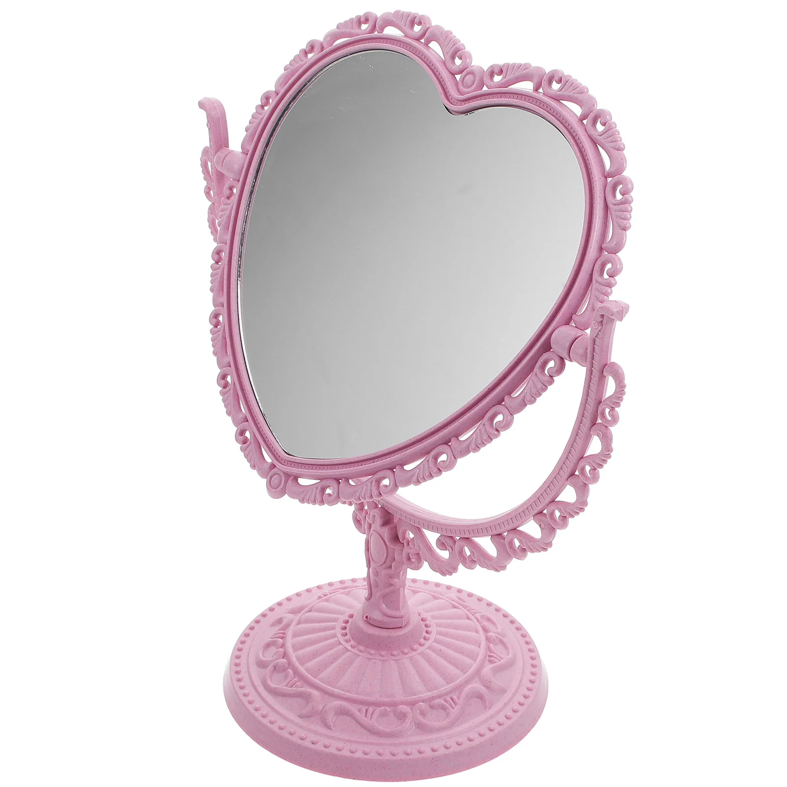 Vintage Heart Shaped Makeup Mirror Desktop Mirror Decor Elegant Generous Show Honorable Temperament Dressing Table Adorn