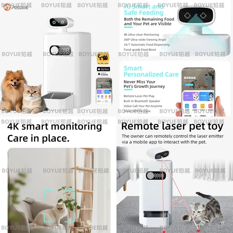for 4K HD AI Pet Camera Feeder with Two Way Call App Control 3.5L Durable Automatic Food Dispenser for Interactive Playback