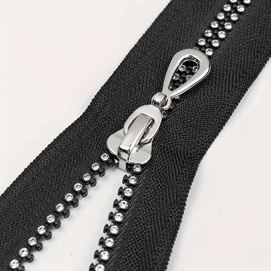 3 pcs 5# 40-60cm resin diamond zipper,AB rhinestone trim, separation automatic locking zipper, suitable for clothing, bags