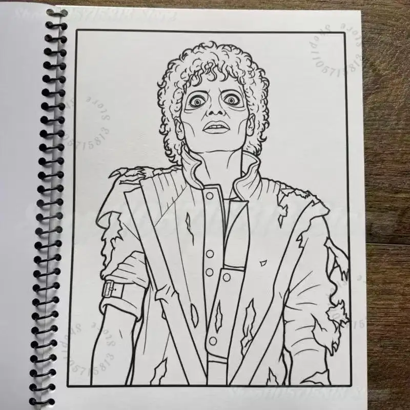 Michael Jackson, der König des Pop, Malbuch für Erwachsene, Stressabbau, Zeichenheft, Popmusik-Fan, Partygeschenk – Detail 6