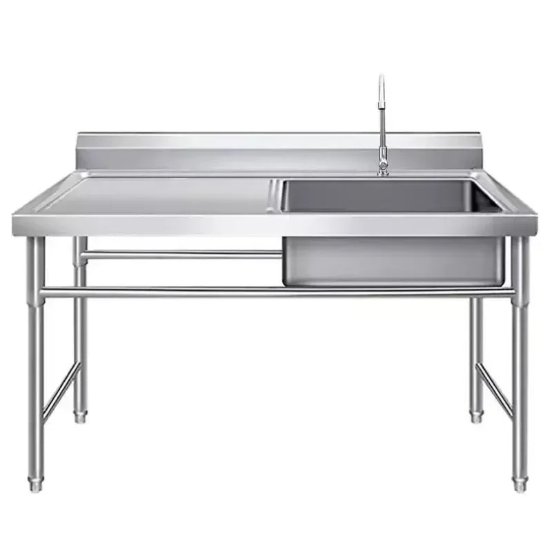 

Stainless steel platform drain pool, kitchen single and double water disinfection pool with bracket