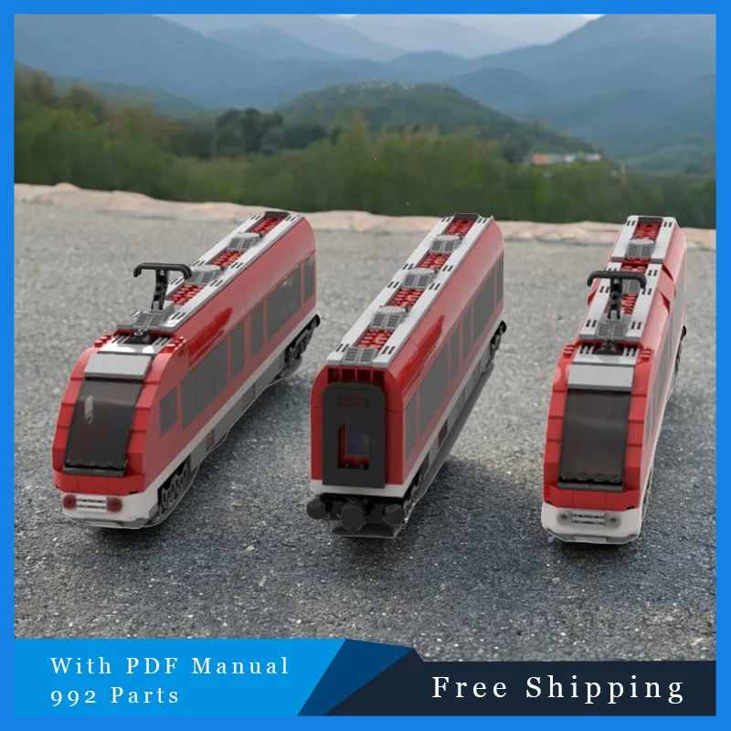 992 pièces technologie de Train rouge modulaire populaire MOC bloc de construction créatif modèle enfants bricolage Puzzle jouet cadeau d'anniversaire de noël