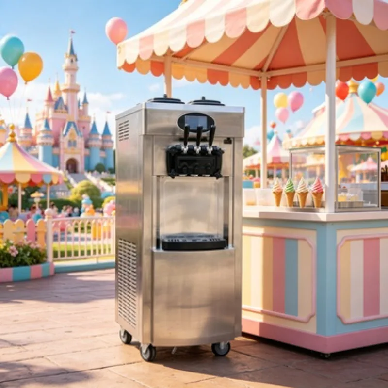 

Countertop Ice Cream Machine 3 Flavors Commercial Soft Serve Maker Frozen Yogurt Equipment for Bakery Cafe