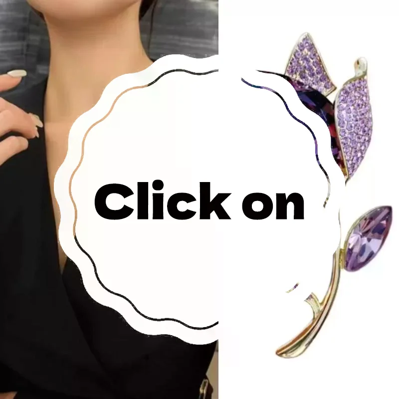 Vintage Luxury Purple Crystal Tulip Flower Brooches For Women Elegant Clothes Suit Accessories Lapel Pins Party Jewelry Gifts