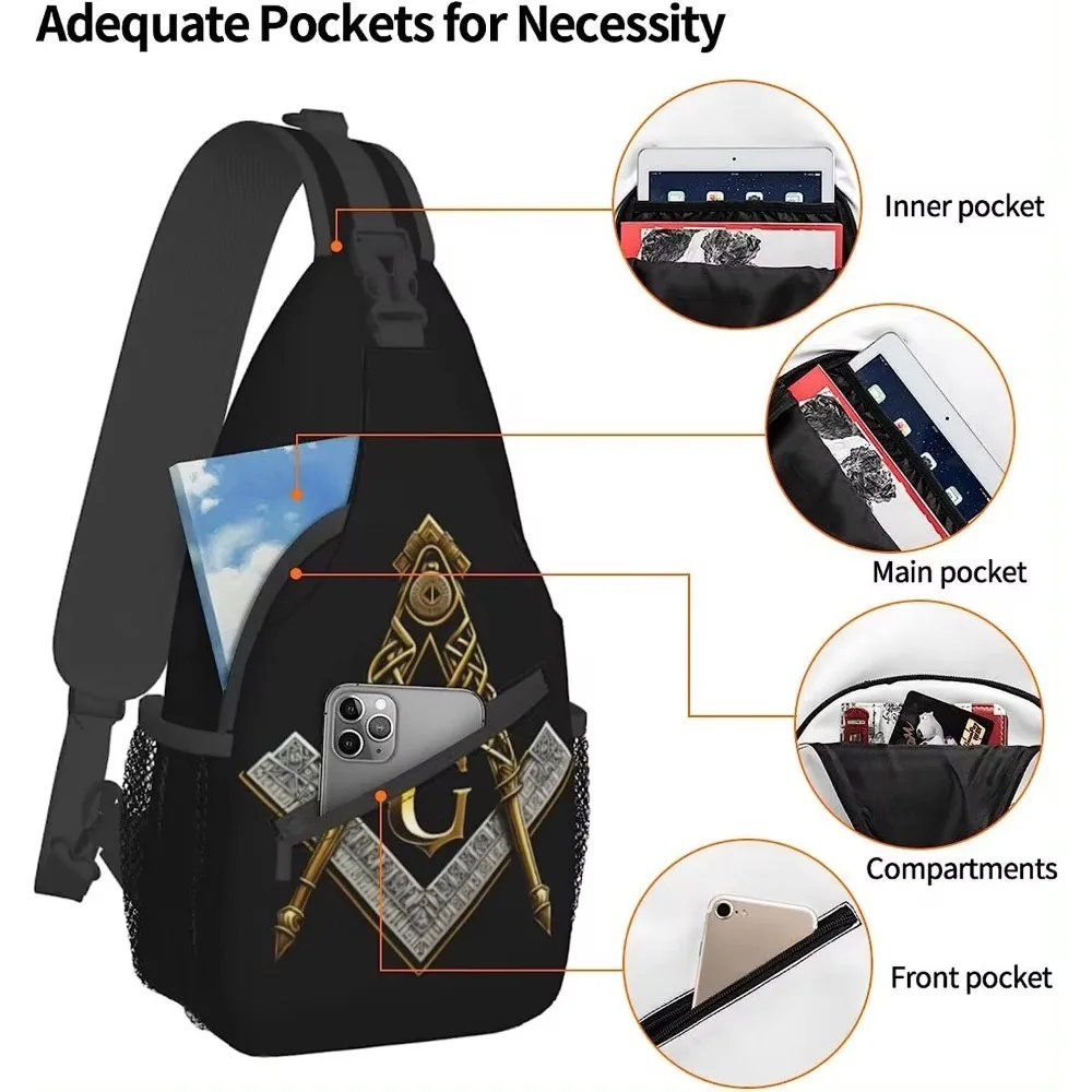 Master Mason Masonic Outdoor Cross-body Shoulder Bag Unisex Backpack for Women Men Young Hiking Travel