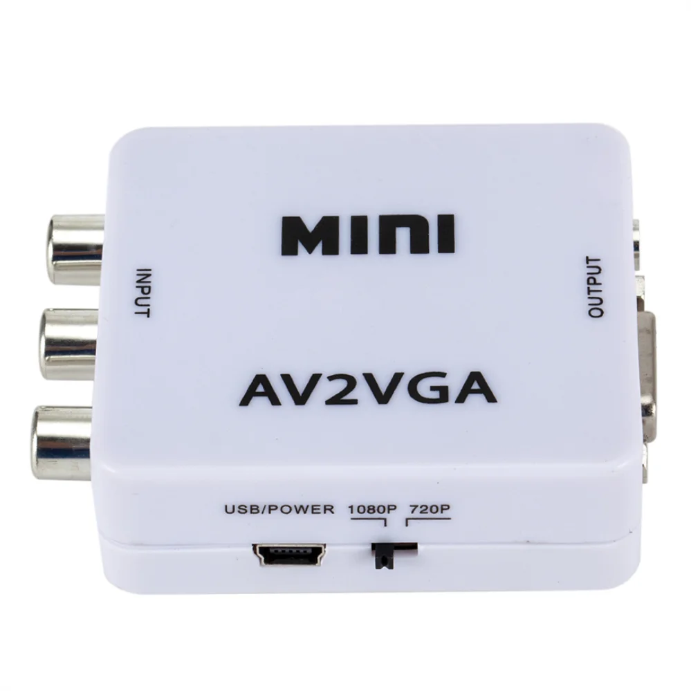 PzzPss 1080P Mini Video Convertor RCA AV to VGA Video Converter Conversor with 3.5mm Audio AV2VGA / CVBS + Audio to PC HDTV