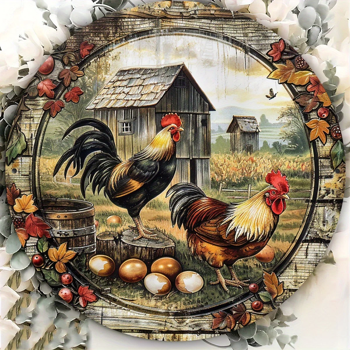 Vintage-Huhn-Metallschild – humorvolles rustikales Bauernhaus-Dekor |   Robustes Bauernhoftier-Design für den Innen- und Außenbereich, perfekt für die Raumdekoration